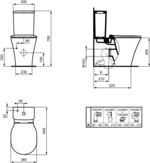 IDEAL STANDARD CONNECT AIR - Stand-WC für Kombination 360x650x400 mm in weiß, horizontaler Ablauf - Spültechnologie AquaBlade, IdealPlus #E0137MA - Weiß (Alpin) mit Ideal Plus, Bild 8