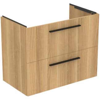 IDEAL STANDARD i.life A 80cm wall hung vanity unit with 2 drawers (separate handles required), natural oak #T5256NX resmi