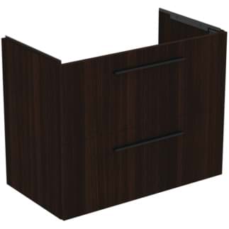 IDEAL STANDARD i.life A 80cm wall hung vanity unit with 2 drawers (separate handles required), coffee oak #T5256NW resmi