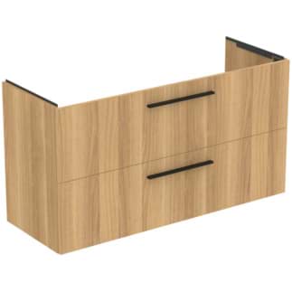 IDEAL STANDARD i.life A 120cm wall hung vanity unit with 2 drawers (separate handles required), natural oak #T5258NX resmi