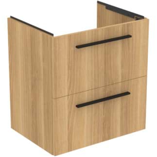 IDEAL STANDARD i.life A 60cm wall hung vanity unit with 2 drawers (separate handles required), natural oak #T5255NX resmi