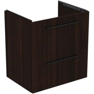 IDEAL STANDARD i.life A 60cm wall hung vanity unit with 2 drawers (separate handles required), coffee oak #T5255NW resmi