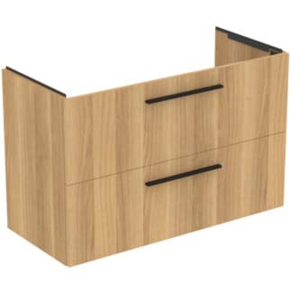 IDEAL STANDARD i.life A 100cm wall hung vanity unit with 2 drawers (separate handles required), natural oak #T5257NX resmi