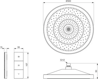 Bild von IDEAL STANDARD Idealrain Solos Kopfbrause 300x93mm #A7889GN - Edelstahl