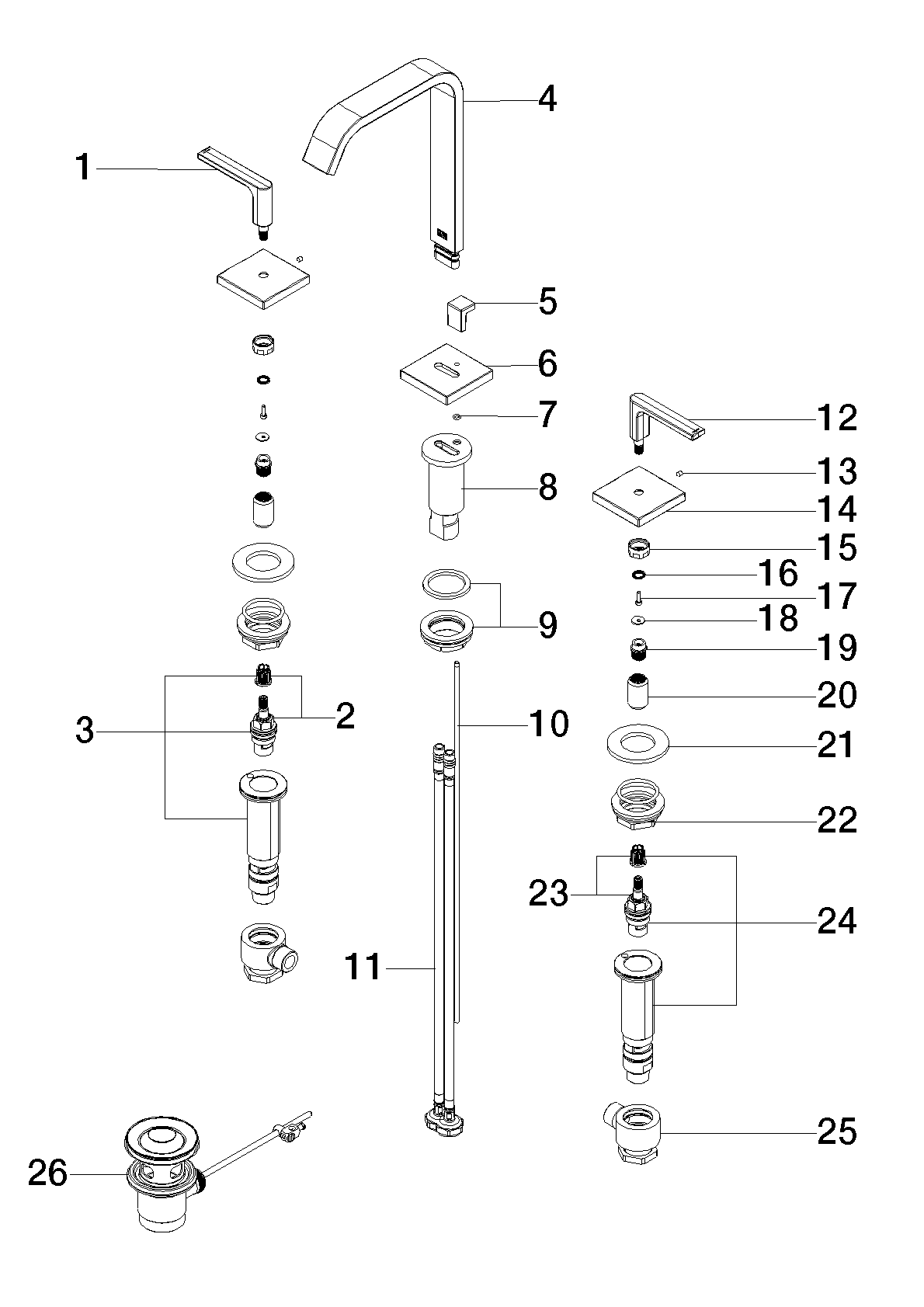 Bild von DORNBRACHT IMO Waschtisch-Dreilochbatterie mit Ablaufgarnitur - Chrom #20713671-00