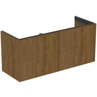 Bild von IDEAL STANDARD Conca Möbelwaschtischunterschrank 1200x440mm, mit 4 Push-Open (Softclose-Einzug) Auszügen #T5579Y5 - Walnuss dunkel