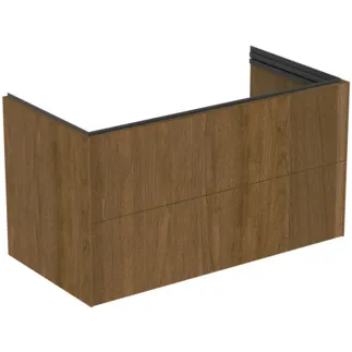 Bild von IDEAL STANDARD Conca Möbelwaschtischunterschrank 1000x505mm, mit 2 Push-Open (Softclose-Einzug) Auszügen #T5581Y5 - Walnuss dunkel