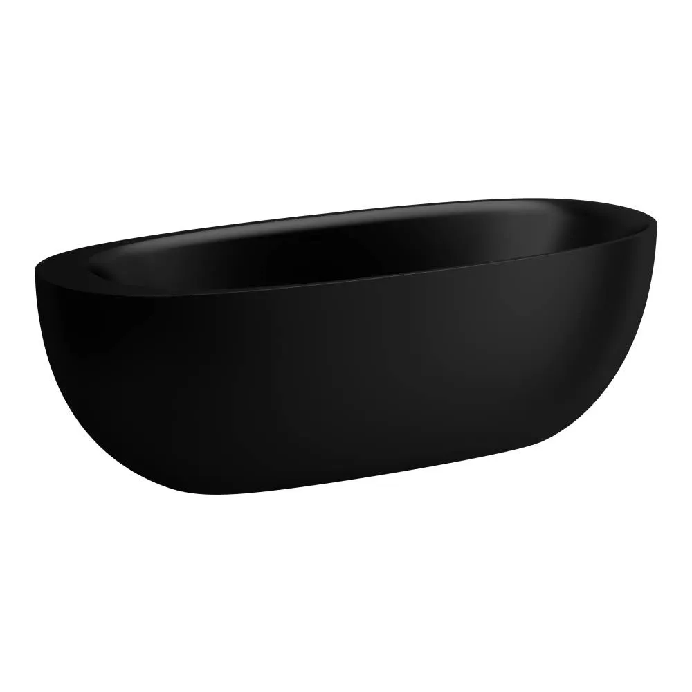 LAUFEN ILBAGNOALESSI Freistehende Badewanne, aus Mineralgusswerkstoff Sentec, mit Mittelablauf 1850 x 800 x 590 mm #H2209727160001 - 716 - Schwarz matt