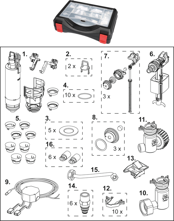 Bild von TECE TECE-Ersatzteilkoffer für Spülkasten mit Hygienespülfunktion #9820589