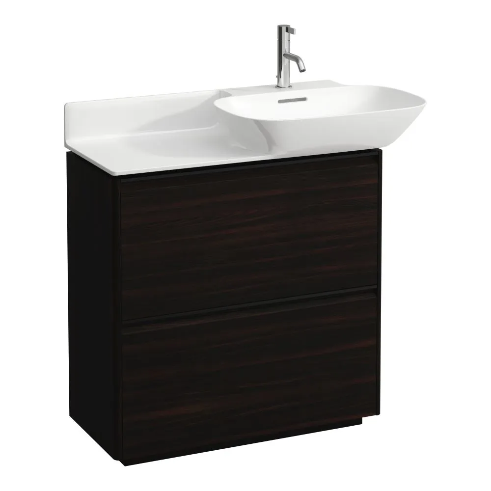 LAUFEN BASE Waschtischunterbau, 2 Schubladen, bodenstehend, mit Griff Aluminium schwarz, passend zu Möbelwaschtischen H813301, H813302 770 x 350 x 775 mm #H4030041102631 - 263 - Ulme dunkel