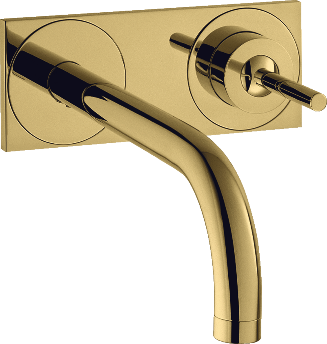 HANSGROHE AXOR Uno Einhebel-Waschtischmischer Unterputz für Wandmontage mit Auslauf 225 mm und Platte #38115990 - Polished Gold Optic