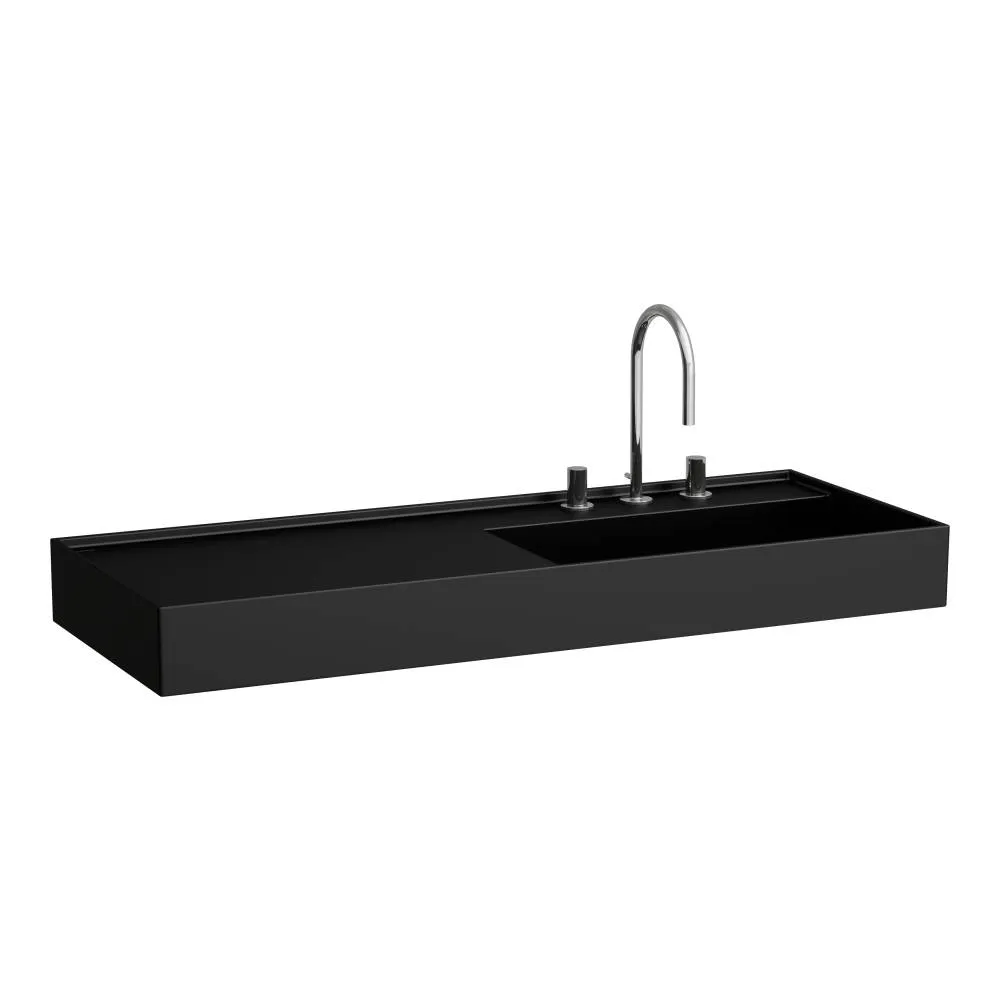 LAUFEN Kartell LAUFEN Waschtisch, Ablage links, mit verdecktem Ablauf 1200 x 460 x 120 mm #H8133337161581 - 716 - Schwarz matt
