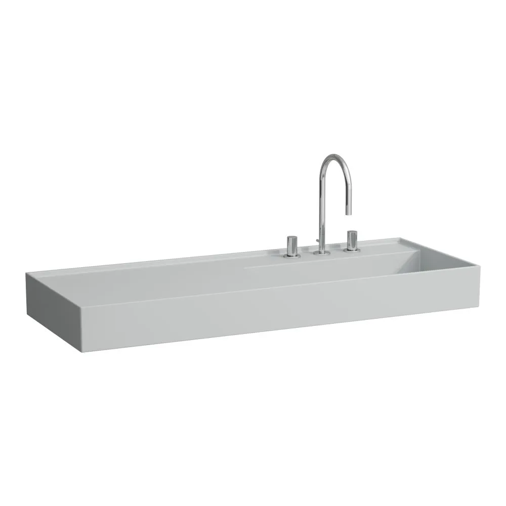 LAUFEN Kartell LAUFEN Waschtisch, Ablage links, mit verdecktem Ablauf 1200 x 460 x 120 mm #H8133337591581 - 759 - Grau matt