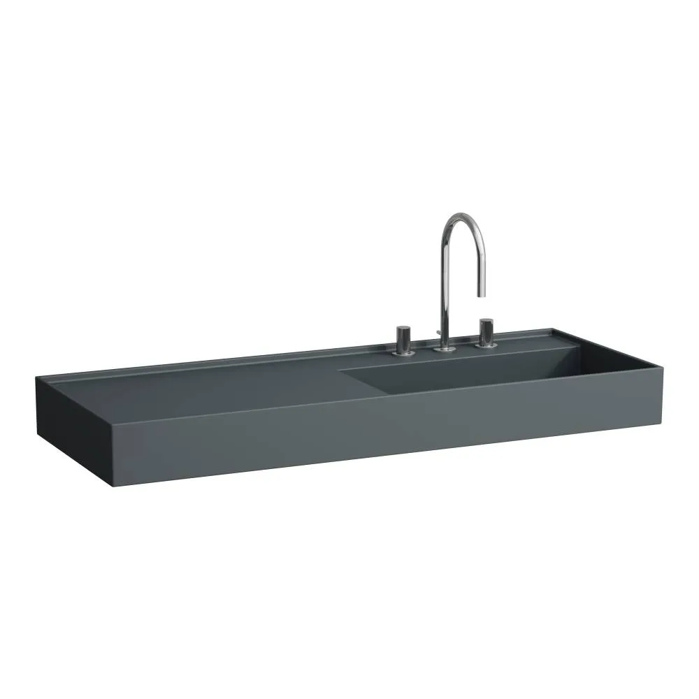 LAUFEN Kartell LAUFEN Waschtisch, Ablage links, mit verdecktem Ablauf 1200 x 460 x 120 mm #H8133337581581 - 758 - Graphit matt