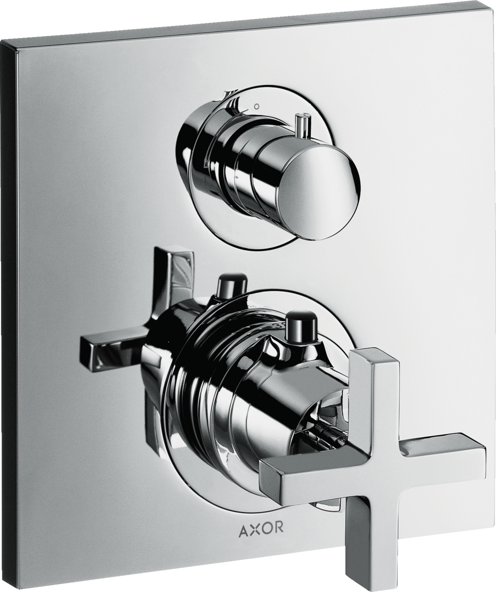 Picture of HANSGROHE AXOR Citterio Thermostat for concealed installation with shut-off valve and cross handle #39705000 - Chrome