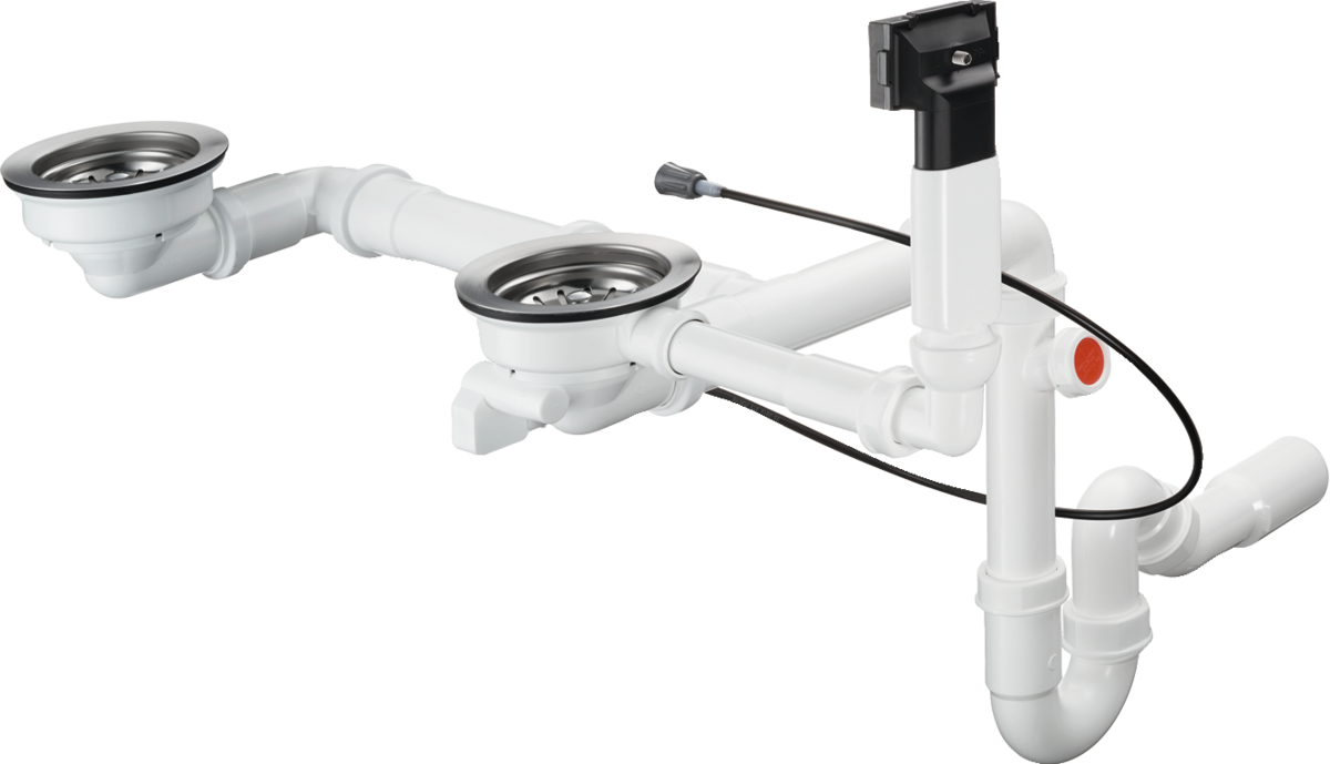 HANSGROHE D17-12 Automatische Ab- und Überlaufgarnitur für Doppelbecken Granit Select #43948000