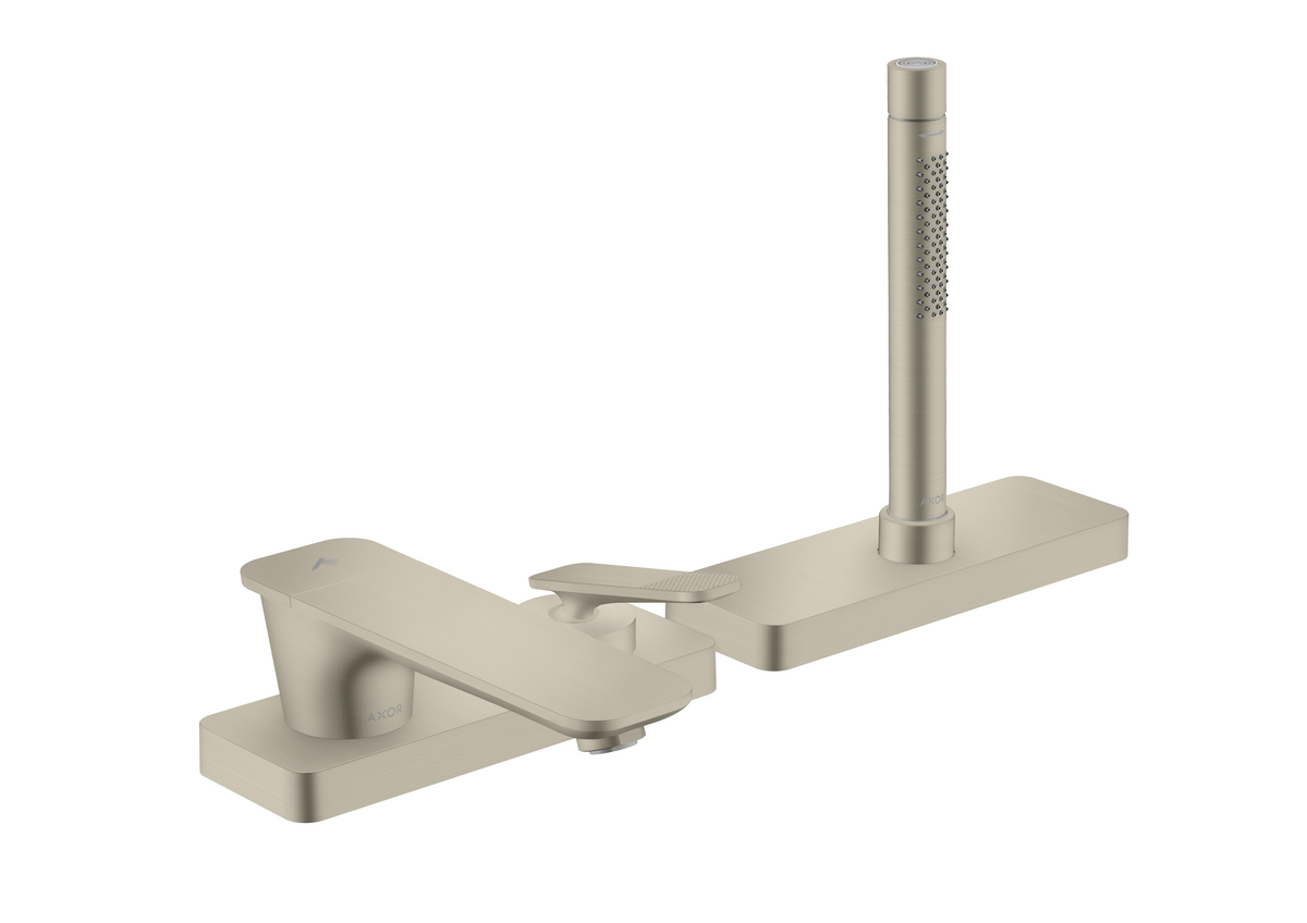 Bild von HANSGROHE AXOR Citterio C 3-Loch Einhebel-Wannenrandmischer mit sBox - Cubic cut #49431820 - Brushed Nickel