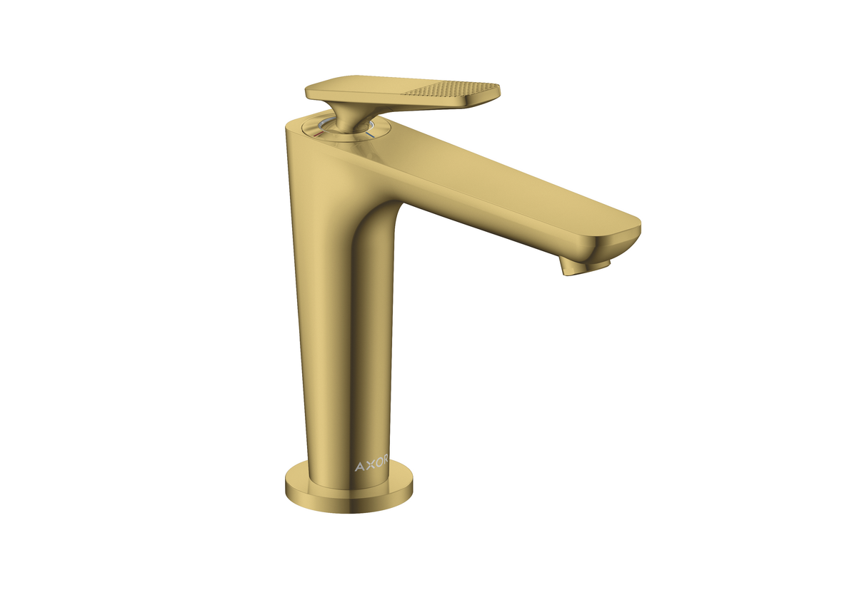 Bild von HANSGROHE AXOR Citterio C Einhebel-Waschtischmischer 125 mit CoolStart mit Ablaufgarnitur - Cubic cut #49041990 - Polished Gold Optic