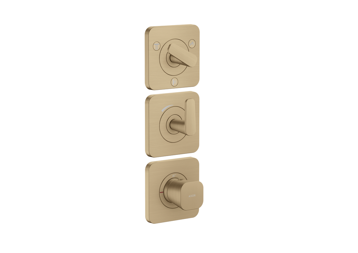 Bild von HANSGROHE AXOR Citterio C Thermostatmodul 380/120 Unterputz mit Rosetten für 3 Verbraucher #49710140 - Brushed Bronze