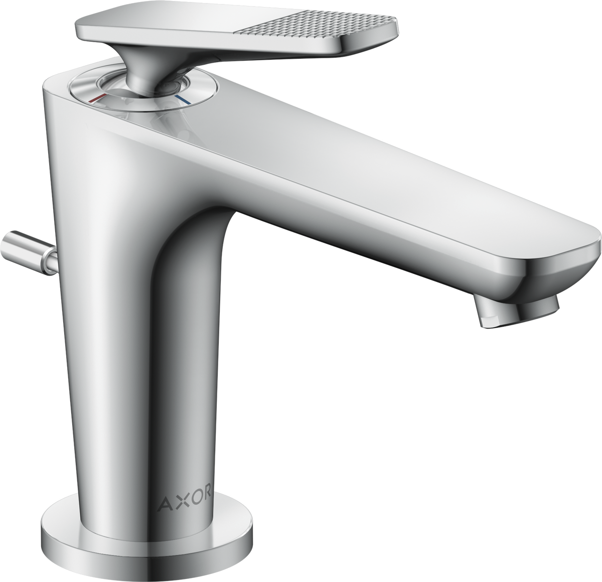 Bild von HANSGROHE AXOR Citterio C Einhebel-Waschtischmischer 90 mit Coolstart für Handwaschbecken und Zugstangen-Ablaufgarnitur - Cubic cut #49011000 - Chrom