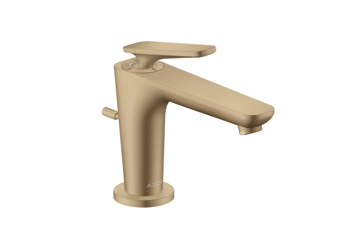 Bild von HANSGROHE AXOR Citterio C Einhebel-Waschtischmischer 90 mit Coolstart für Handwaschbecken und Zugstangen-Ablaufgarnitur #49010140 - Brushed Bronze