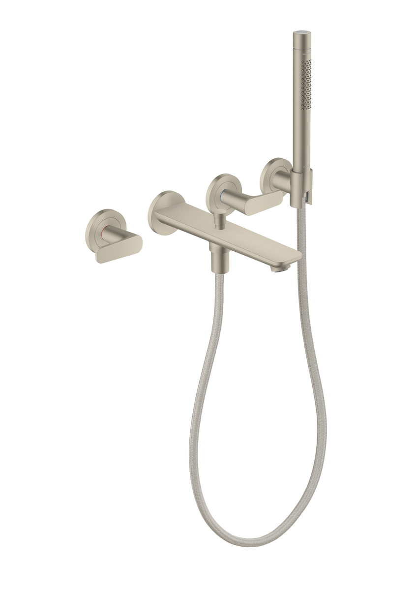 Bild von HANSGROHE AXOR Citterio C 3-Loch Wannenarmatur Unterputz für Wandmontage mit Handbrause #49480820 - Brushed Nickel