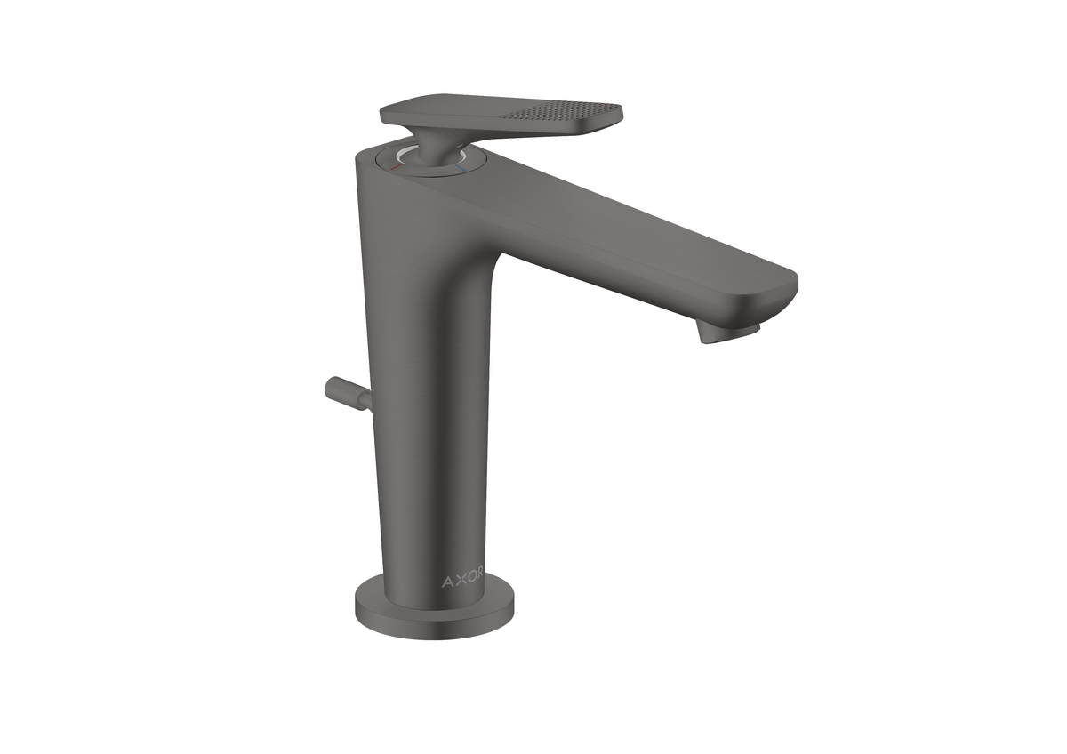 Bild von HANSGROHE AXOR Citterio C Einhebel-Waschtischmischer 125 mit CoolStart und Zugstangen-Ablaufgarnitur - Cubic cut #49031340 - Brushed Black Chrome