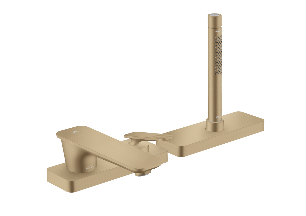 Bild von HANSGROHE AXOR Citterio C 3-Loch Einhebel-Wannenrandmischer mit sBox - Cubic cut #49431140 - Brushed Bronze