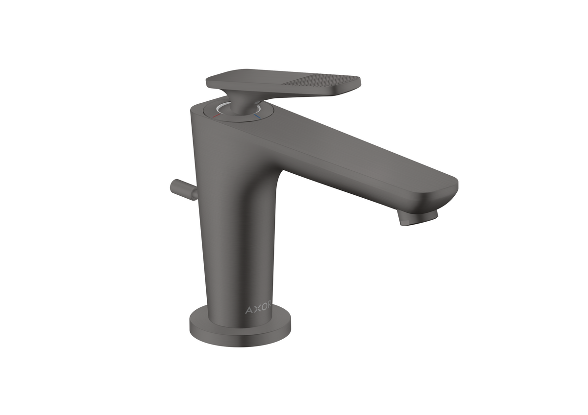 Bild von HANSGROHE AXOR Citterio C Einhebel-Waschtischmischer 90 mit Coolstart für Handwaschbecken und Zugstangen-Ablaufgarnitur - Cubic cut #49011340 - Brushed Black Chrome