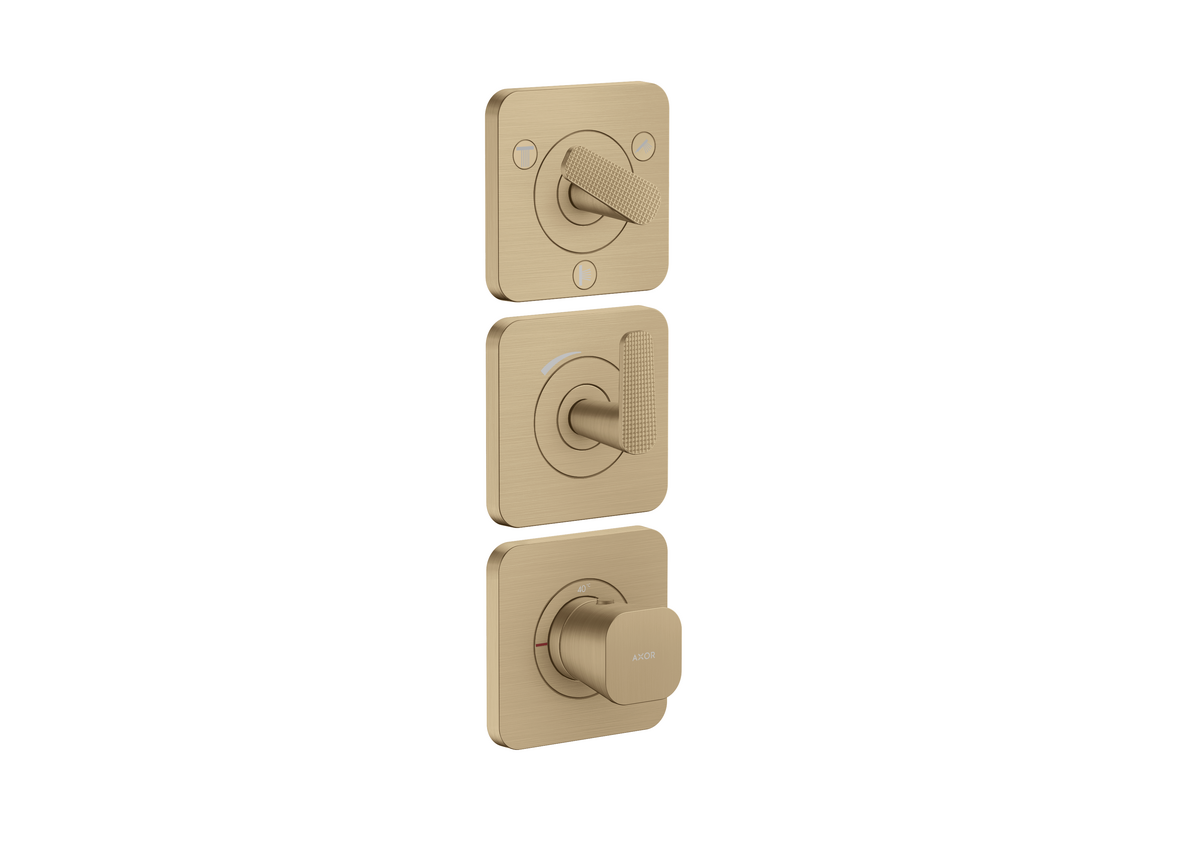 Bild von HANSGROHE AXOR Citterio C Thermostatmodul 380/120 Unterputz mit Rosetten für 3 Verbraucher - Cubic cut #49711140 - Brushed Bronze