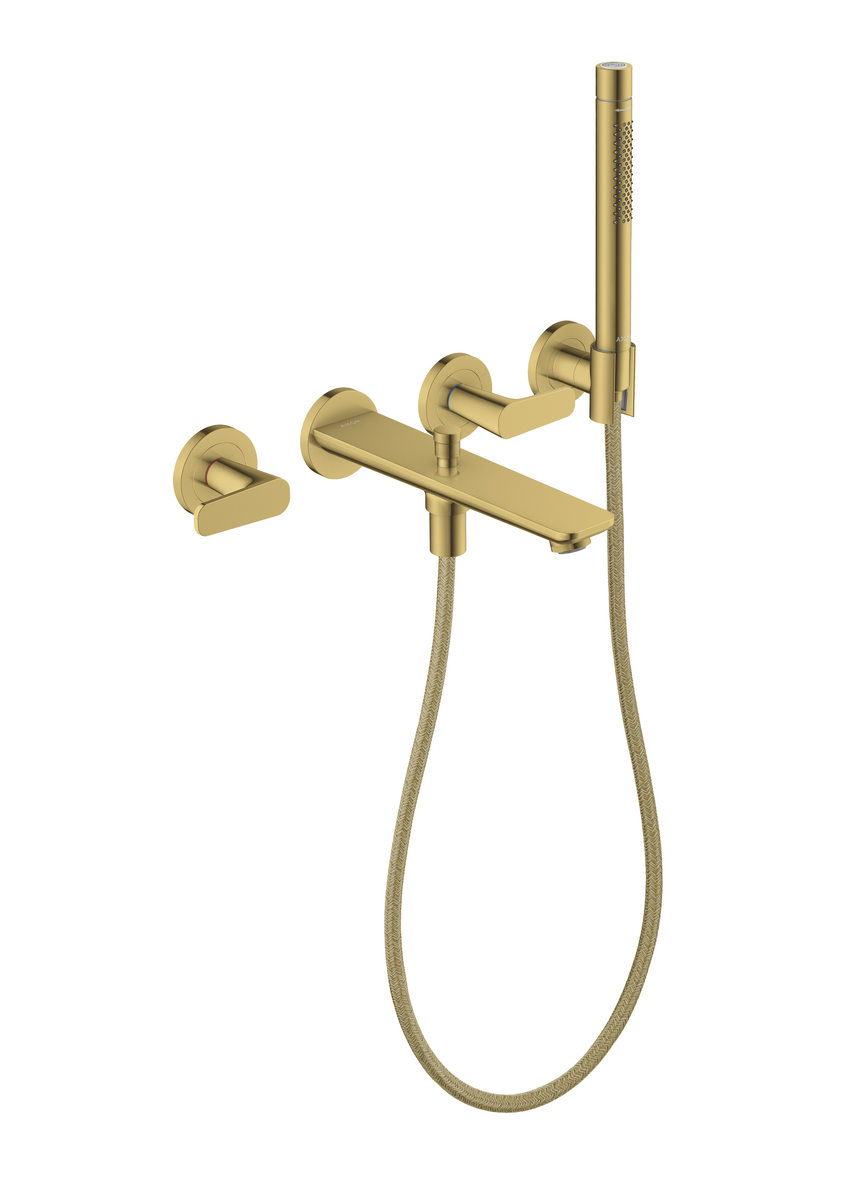 Bild von HANSGROHE AXOR Citterio C 3-Loch Wannenarmatur Unterputz für Wandmontage mit Handbrause #49480990 - Polished Gold Optic