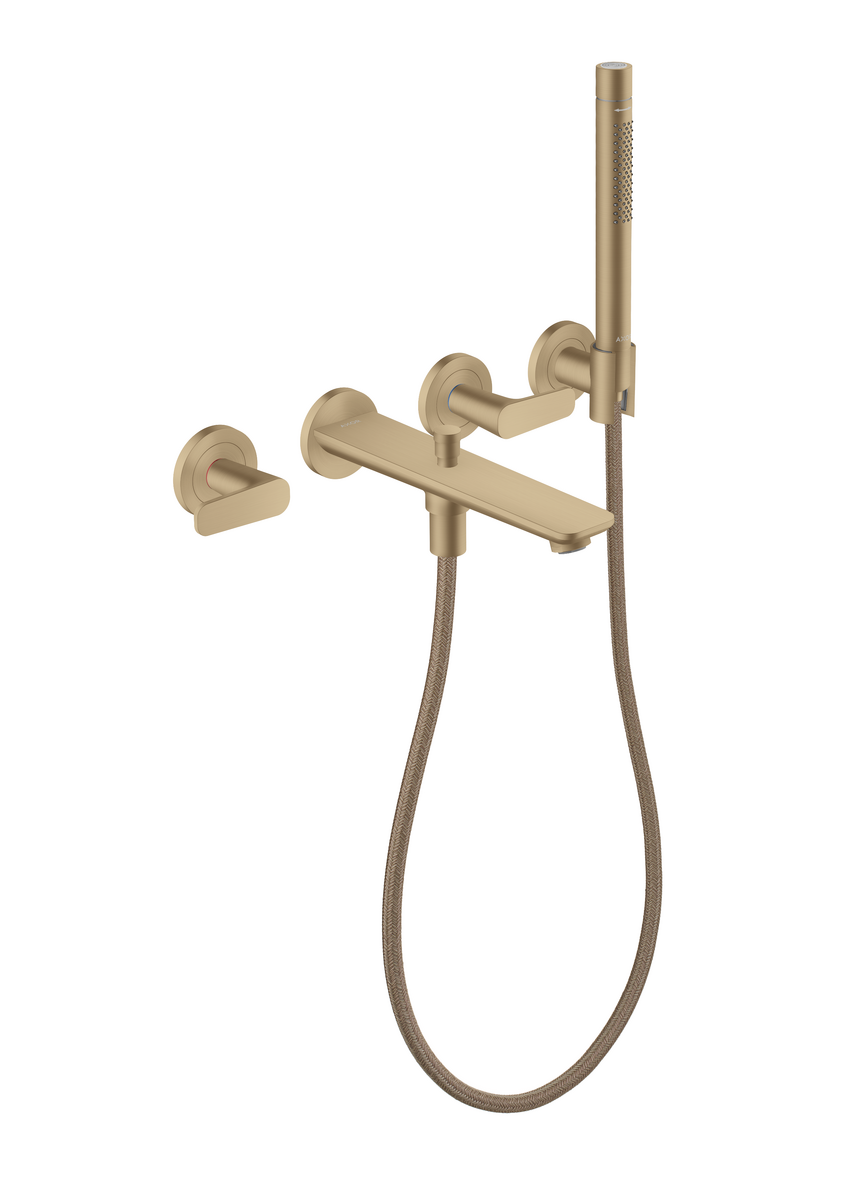 Bild von HANSGROHE AXOR Citterio C 3-Loch Wannenarmatur Unterputz für Wandmontage mit Handbrause #49480140 - Brushed Bronze