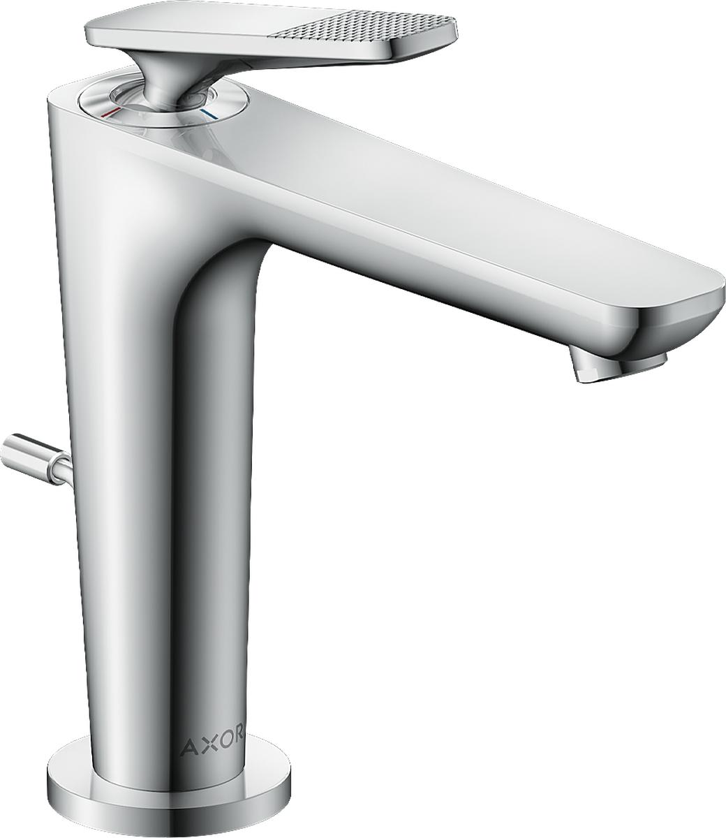 Bild von HANSGROHE AXOR Citterio C Einhebel-Waschtischmischer 125 mit CoolStart und Zugstangen-Ablaufgarnitur - Cubic cut #49031000 - Chrom