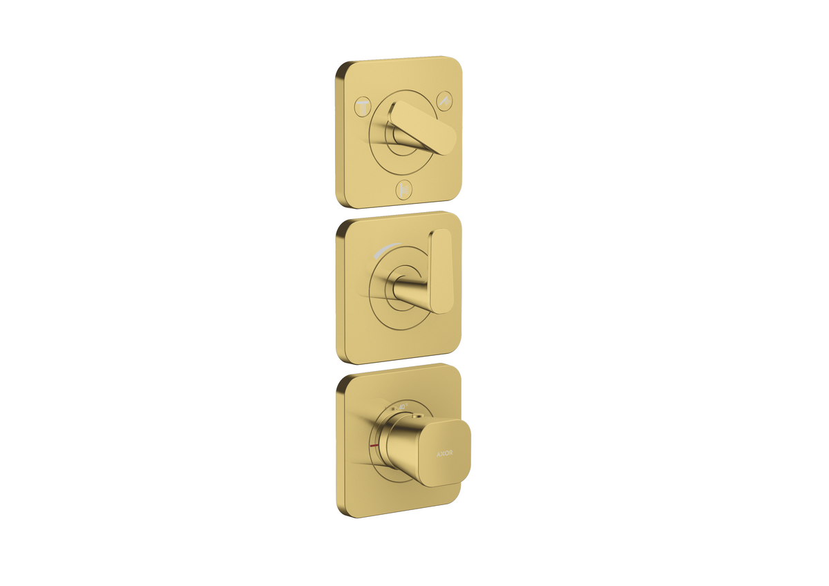 Bild von HANSGROHE AXOR Citterio C Thermostatmodul 380/120 Unterputz mit Rosetten für 3 Verbraucher #49710990 - Polished Gold Optic