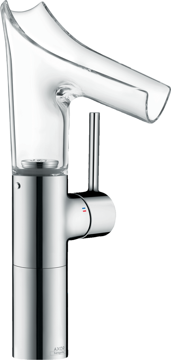 HANSGROHE AXOR Starck V Einhebel-Waschtischmischer 220 mit Glasauslauf und Hebelgriff für Aufsatzwaschtische mit Ablaufgarnitur #12117000