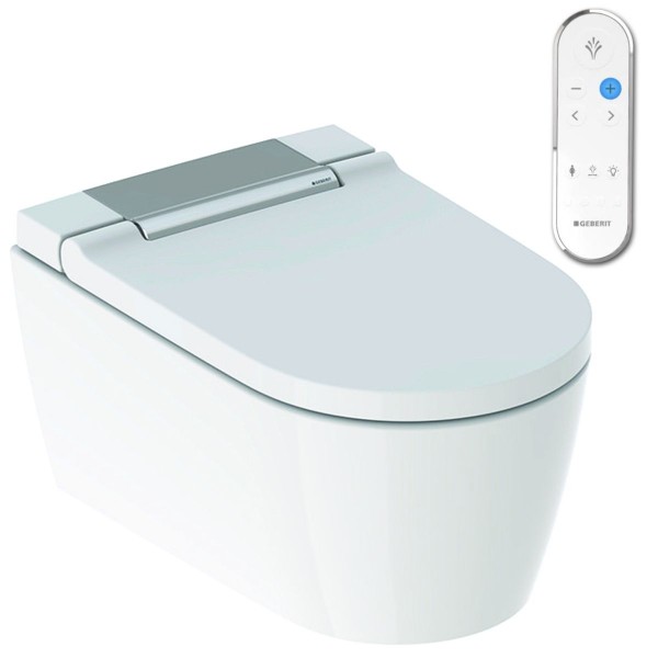 Bild von GEBERIT AquaClean Sela WC-Komplettanlage Wand-WC #146.220.21.1 - WC-Keramik: weiß / KeraTect Designabdeckung: hochglanz-verchromt