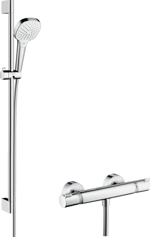 Bild von HANSGROHE Croma Select E Brausesystem Aufputz Vario mit Ecostat Comfort Thermostat und Brausestange 65 cm #27081400 - Weiß/Chrom