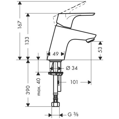 Bild von HANSGROHE Focus Einhebel-Waschtischmischer 70 ohne Ablaufgarnitur #31733000 - Chrom