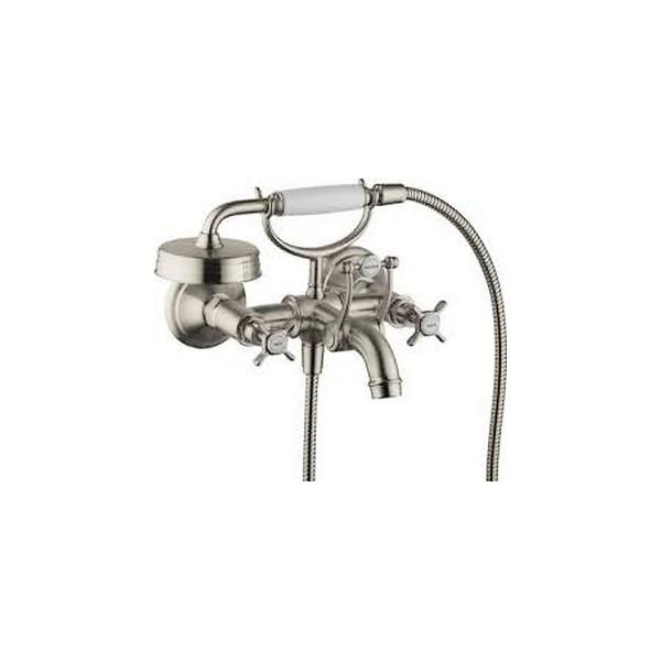 Bild von HANSGROHE AXOR Montreux 2-Griff Wannenarmatur Aufputz mit Kreuzgriffen #16540820 - Brushed Nickel