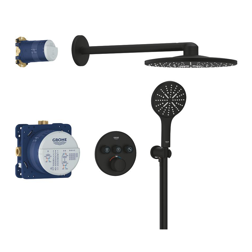 Bild von GROHE Grohtherm SmartControl Duschsystem Unterputz mit Rainshower SmartActive 310 #34863KF0 - phantom black