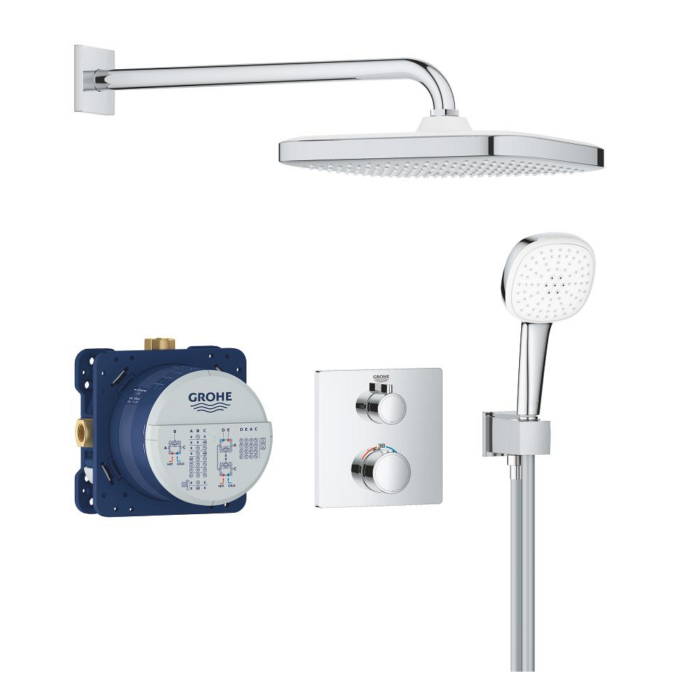 Bild von GROHE Grohtherm Duschsystem Unterputz mit Tempesta 250 Cube #34871000 - chrom