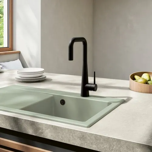 Bild von VILLEROY BOCH Subway Style 50 Einbauspüle, inklusive Ablaufgarnitur mit Handbetätigung, aus Keramik, 900 x 510 mm, Morning Green CeramicPlus #335101R8