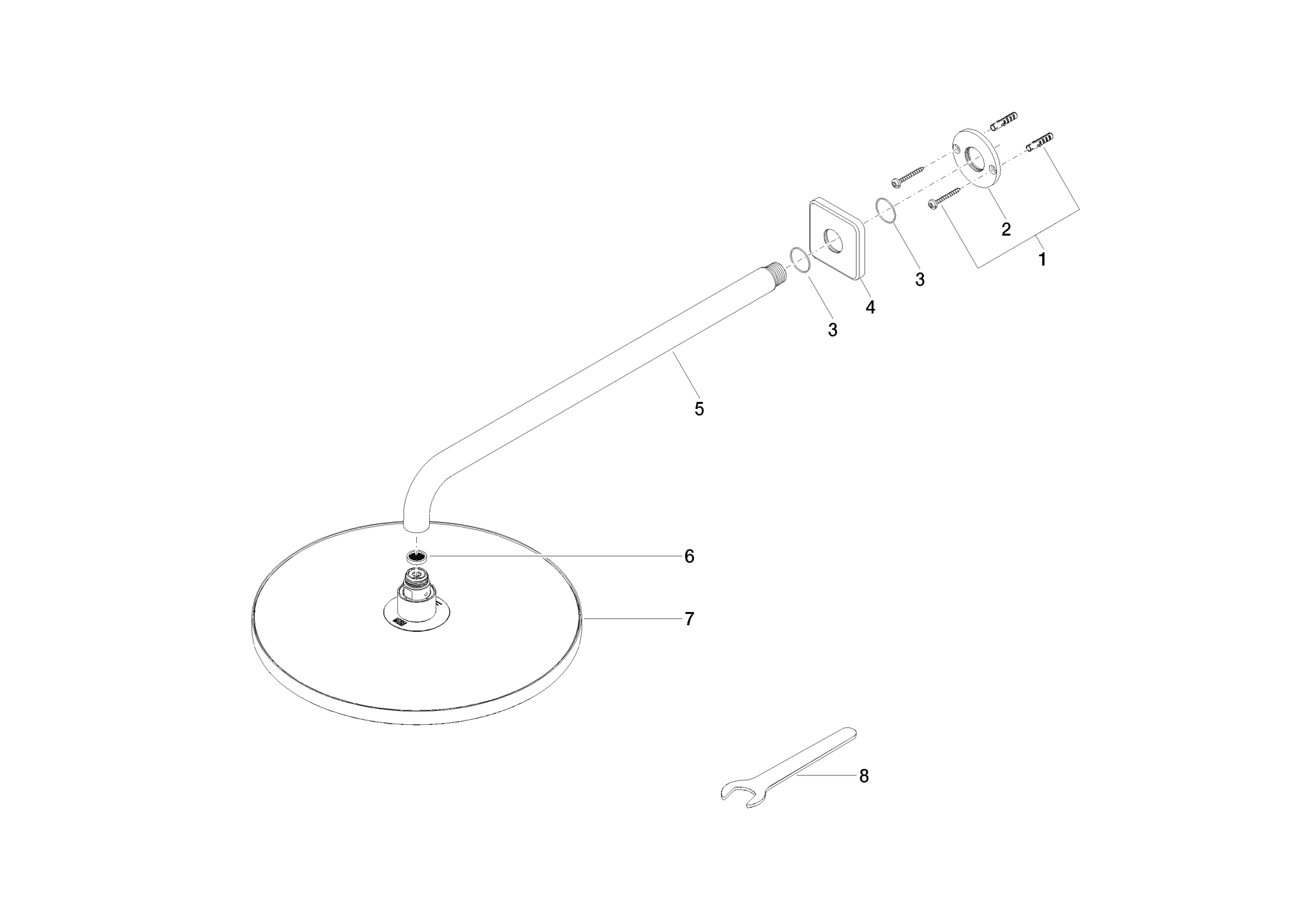 DORNBRACHT Regenbrause mit Wandanbindung FlowReduce 300 mm - Champagne gebürstet (22kt Gold) #28678670-46