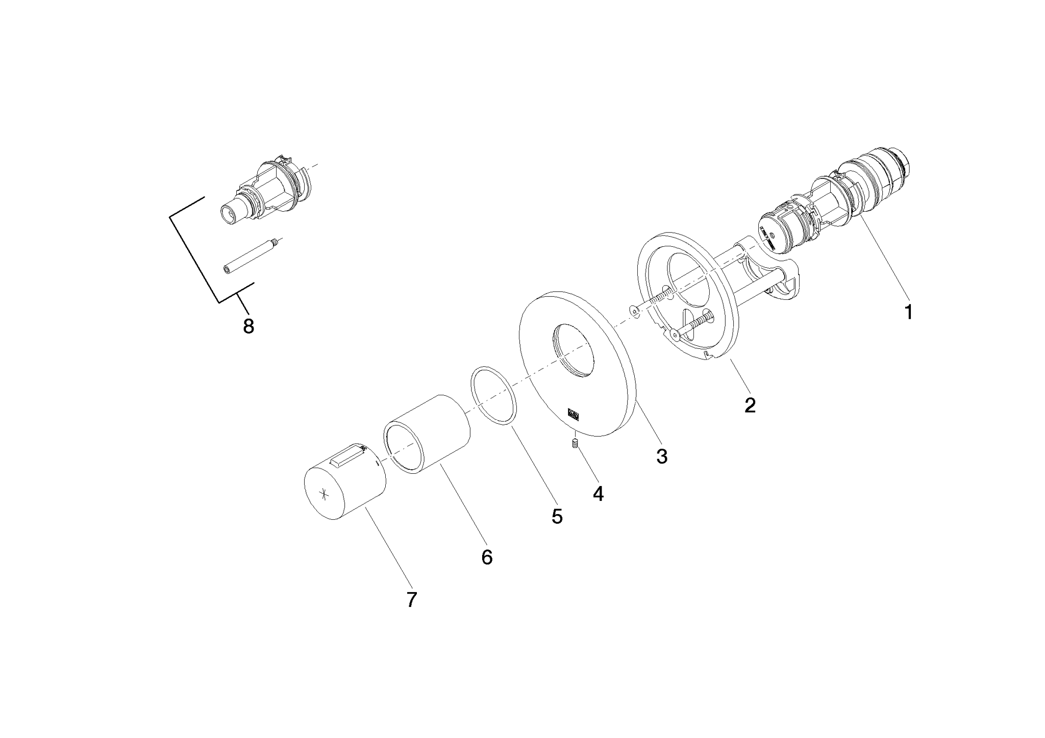 DORNBRACHT xTOOL UP-Thermostat ohne Mengenregulierung 1/2" - Platin gebürstet #36501979-06