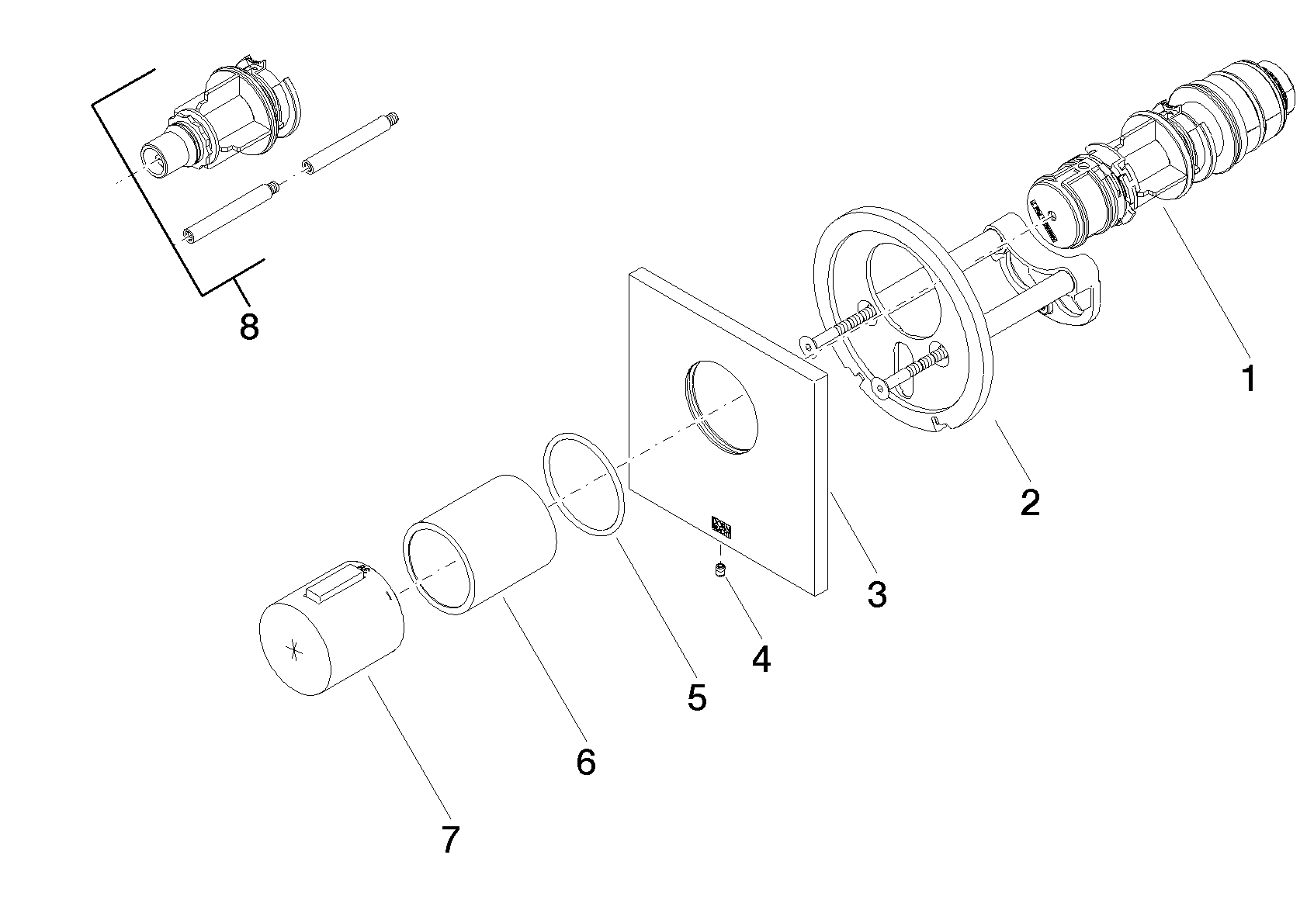 DORNBRACHT xTOOL UP-Thermostat ohne Mengenregulierung 3/4" - Chrom gebürstet #36503780-93