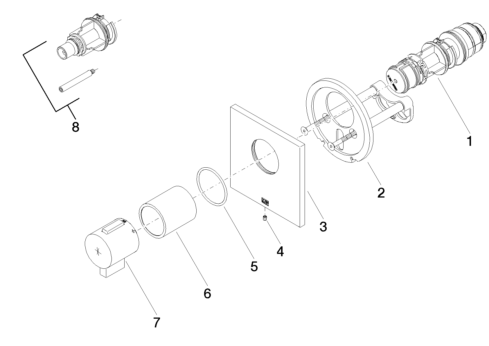 DORNBRACHT xTOOL UP-Thermostat ohne Mengenregulierung 1/2" - Platin gebürstet #36501985-06