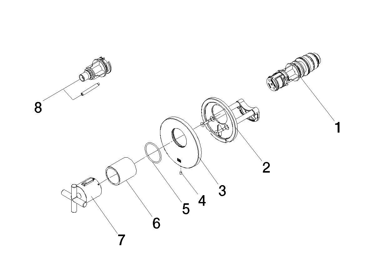 DORNBRACHT TARA xTOOL UP-Thermostat ohne Mengenregulierung 3/4" - Platin gebürstet #36503892-06