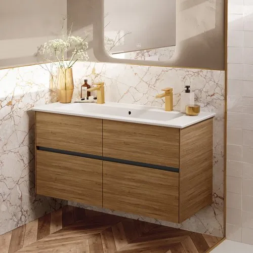 Bild von VILLEROY BOCH Venticello Schrankwaschtisch, 1200 x 500 x 175 mm, Stone White CeramicPlus, mit Überlauf #4104CKRW