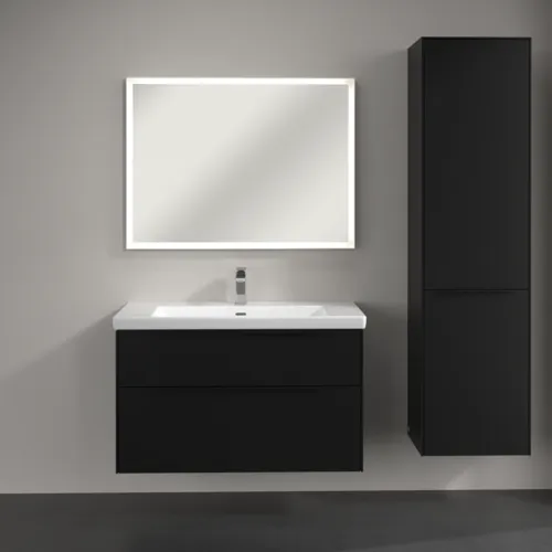 Bild von VILLEROY BOCH Subway 3.0 Hochschrank, 1 Tür, 1 Wäscheklappe, 450 x 1710 x 362 mm, Volcano Black / Volcano Black #C59301VL