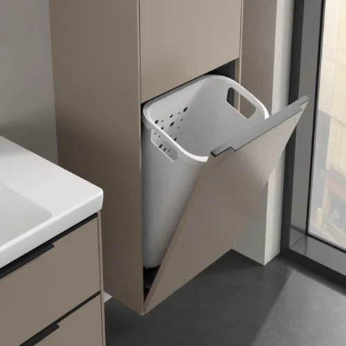 Bild von VILLEROY BOCH Subway 3.0 Hochschrank, 1 Tür, 1 Wäscheklappe, 450 x 1710 x 362 mm, Taupe / Taupe #C59301VM